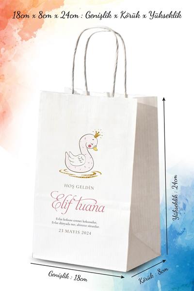 Kız Bebek Mevlid Hediyeliği Kağıt Çanta | KUĞU | BKBT95