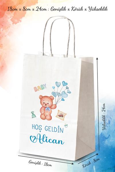 Ayıcık Figürlü Bebek mevlidi Hediyeliği Kağıt Çanta |BKBT69