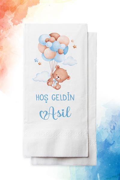 Ayıcık Figürlü Erkek  Bebek Mevlid Peçete | PGBT17