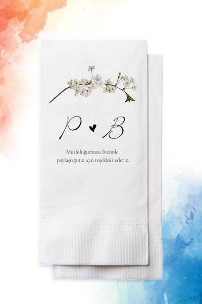 Kişiye Özel İsim Baskılı Düğün Peçetesi |BAHAR DALI | PGBT64