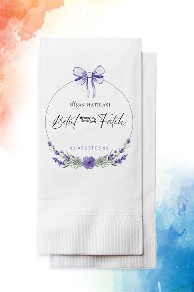 Çiçek Detaylı Nişan Peçete | PGBT189