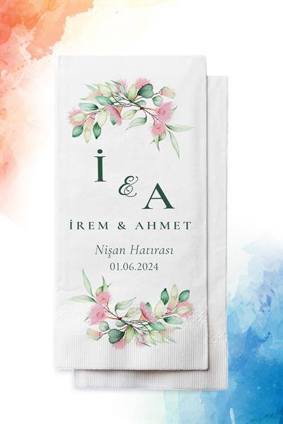 Çiçek Detaylı Nişan Peçete | PGBT28