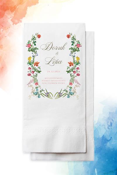 Kişiye Özel İsim Baskılı Düğün Peçete | ÇİÇEK YOLU | PGBT63