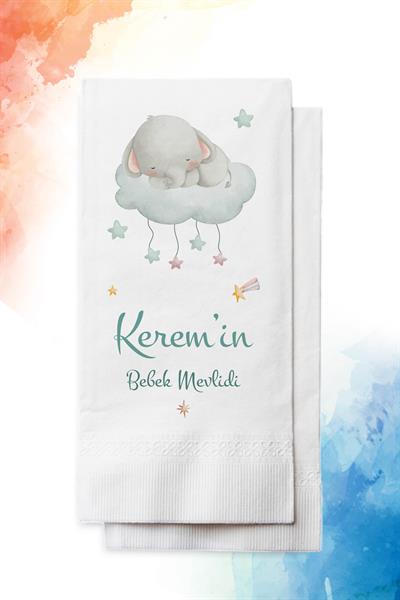 Fil & Bulut Erkek Bebek Mevlid Peçete | PGBT93