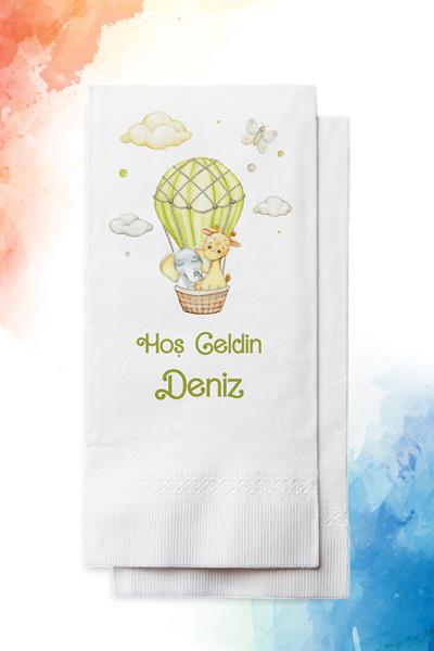 Hava Balonu Figürlü Erkek Bebek Mevlid Peçete | PGBT196