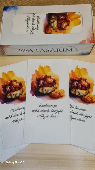 Hurma Tabağı Baskılı  Konuşan Peçete | PGBT55