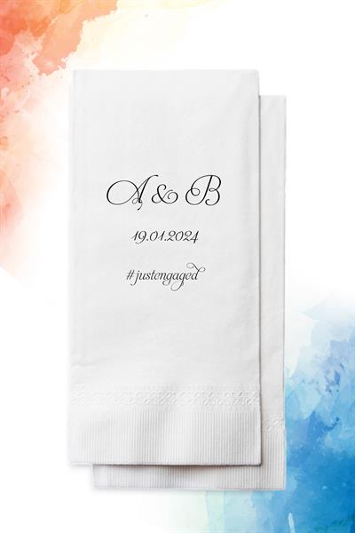 Kişiye Özel İsim Baskılı Nişan Peçetesi | JUST ENGAGED || PGBT21