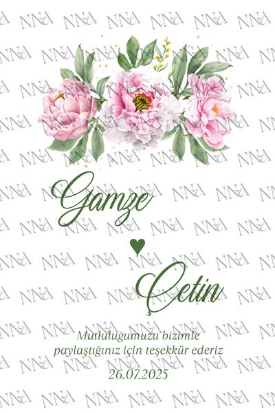 Kişiye Özel İsim Baskılı Düğün Hediyeliği Kağıt Çanta | KIR ÇİÇEĞİ | BKBT188