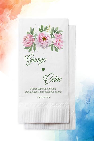 Kişiye Özel İsim Baskılı Düğün Peçetesi | KIR ÇİÇEĞİ | PGBT188