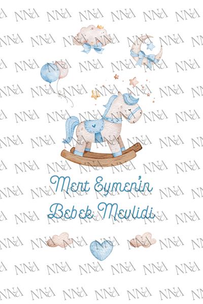 Kişiye Özel İsim Baskılı Erkek Bebek Mevlid Hediyeliği Küçük Boy Kağıt Çanta BKBT190