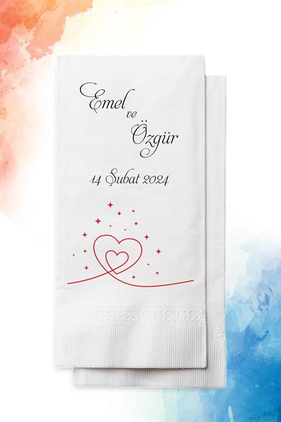 Kalp Detaylı Nişan Peçetesi | PGBT46