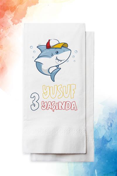 Köpek Balığı Figürlü Doğum Günü Peçete | PGBT57