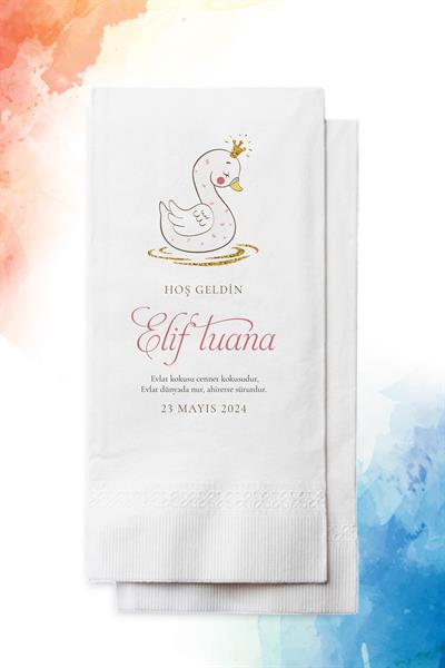 Kuğu Figürlü Bebek Mevlid Peçete | PGBT95