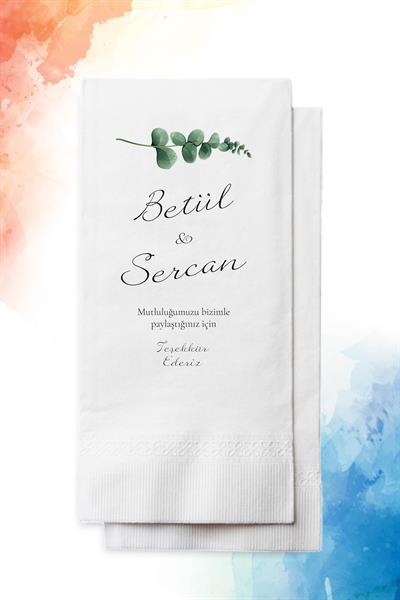 Kişiye Özel İsim Baskılı Düğün Peçetesi | OKALİPTUS| PGBT03