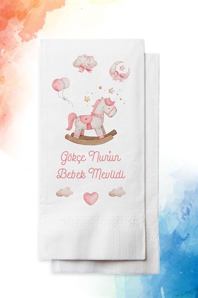 Oyuncak At figürlü Kız Bebek Mevlid Peçetesi |PGBT191