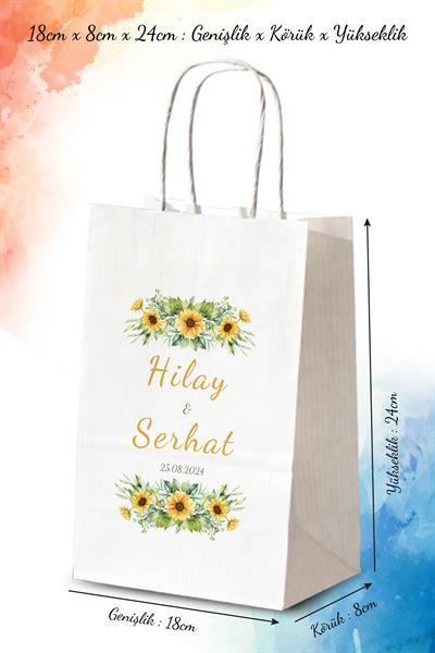 Kişiye Özel İsim Baskılı Düğün Hediyeliği Kağıt Çanta |PAPATYA | BKBT31