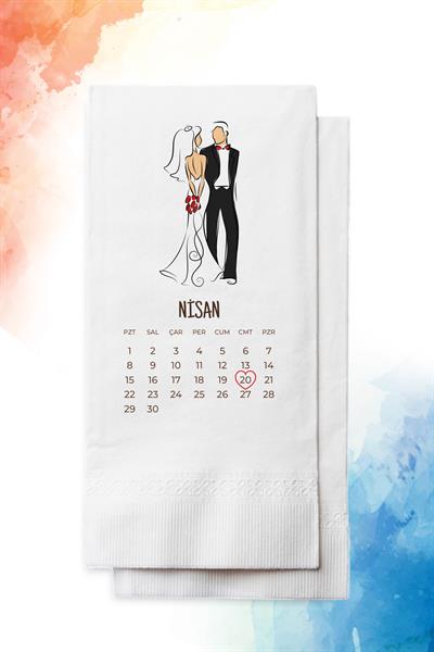 Kişiye Özel İsim Baskılı Düğün Peçete | TAKVİM | PGBT81