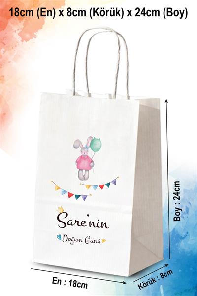 Tavşan figürlü doğum günü hediyeliği kağıt çanta | BKBT09
