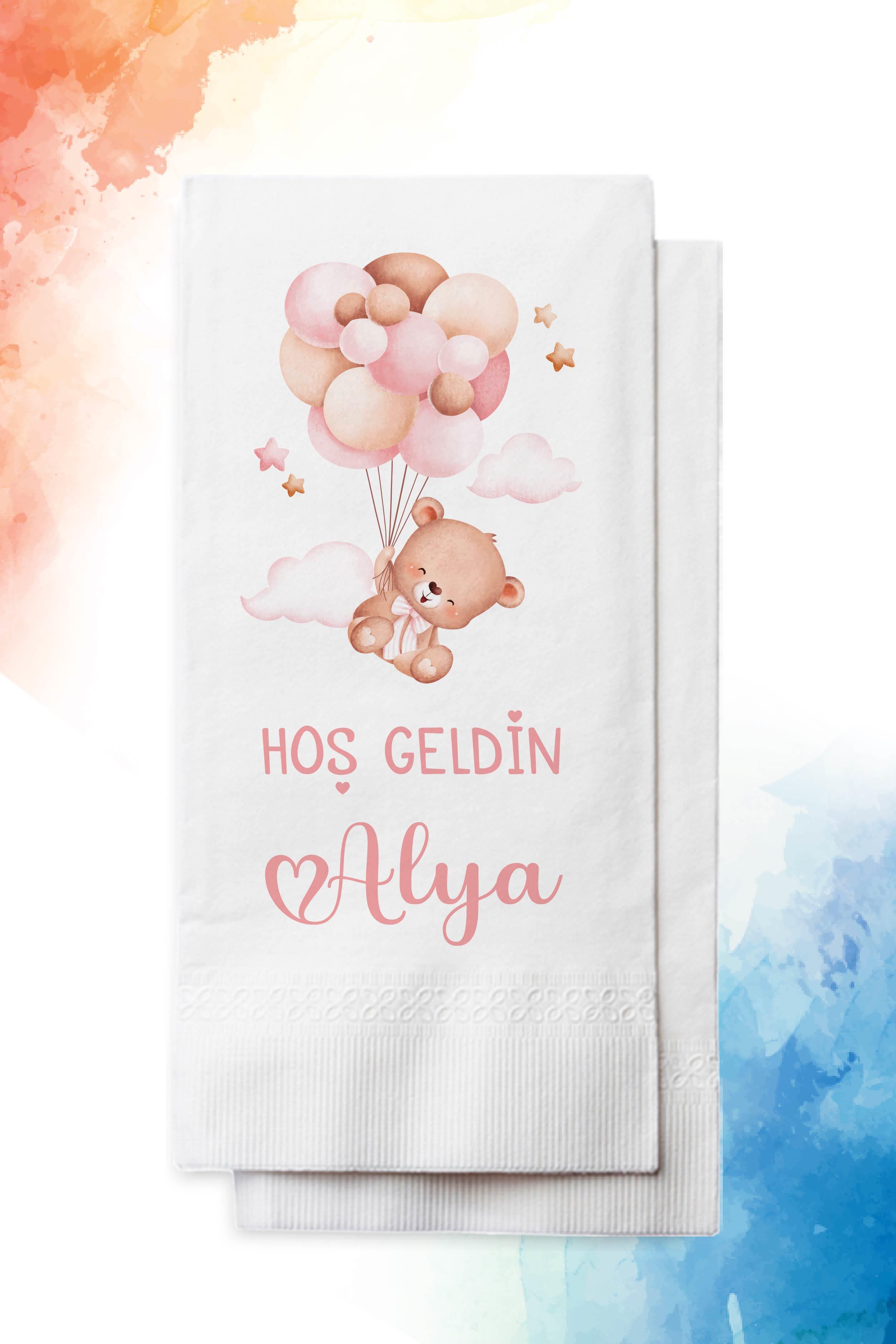 Ayıcık Figürlü Kız Bebek Mevlid Peçete | PGBT18