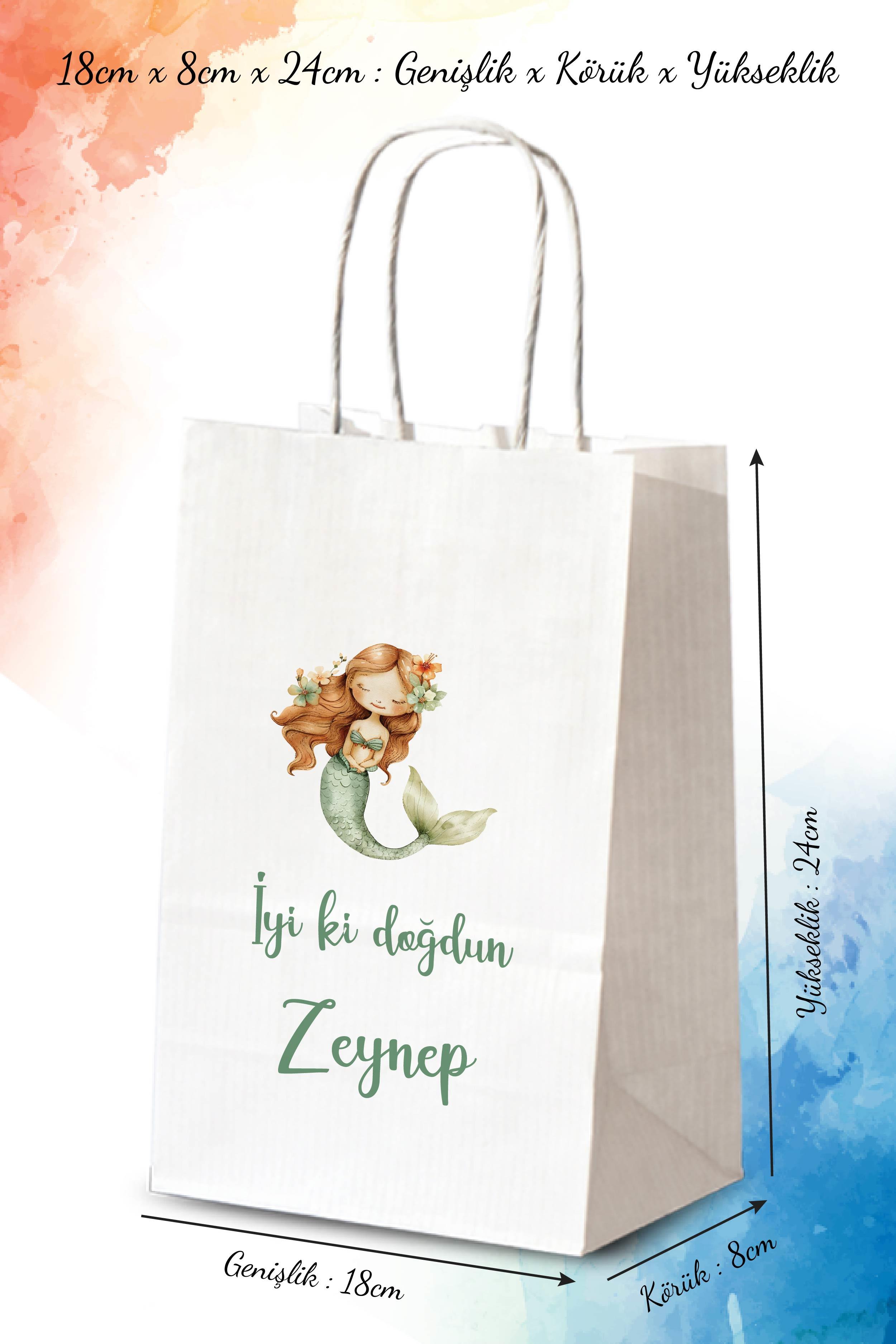 Deniz Kızı Figürlü Doğum Günü Hediyeliği Kağıt Çanta | BKBT127