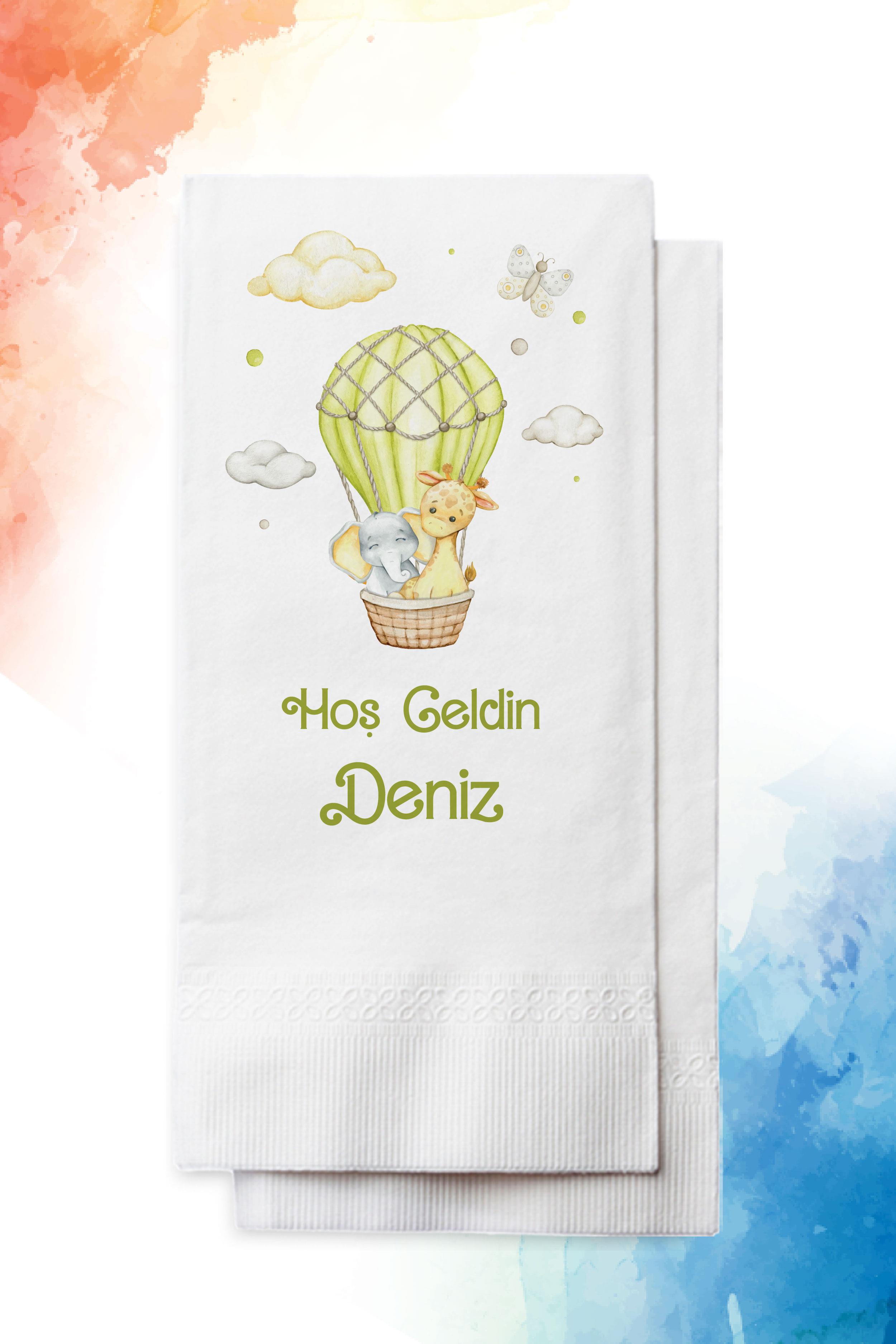 Hava Balonu Figürlü Erkek Bebek Mevlid Peçete | PGBT196