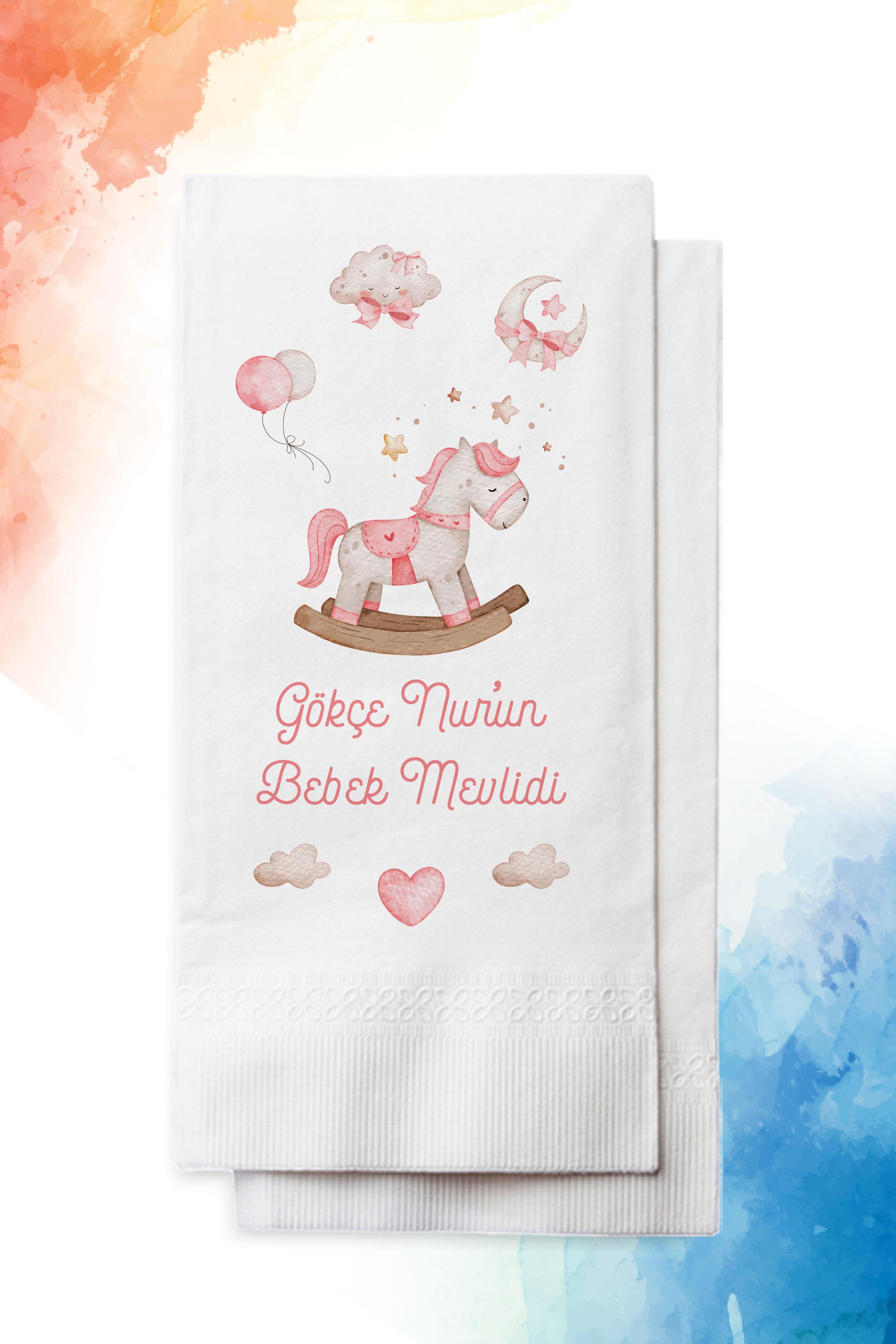 Oyuncak At figürlü Kız Bebek Mevlid Peçetesi |PGBT191
