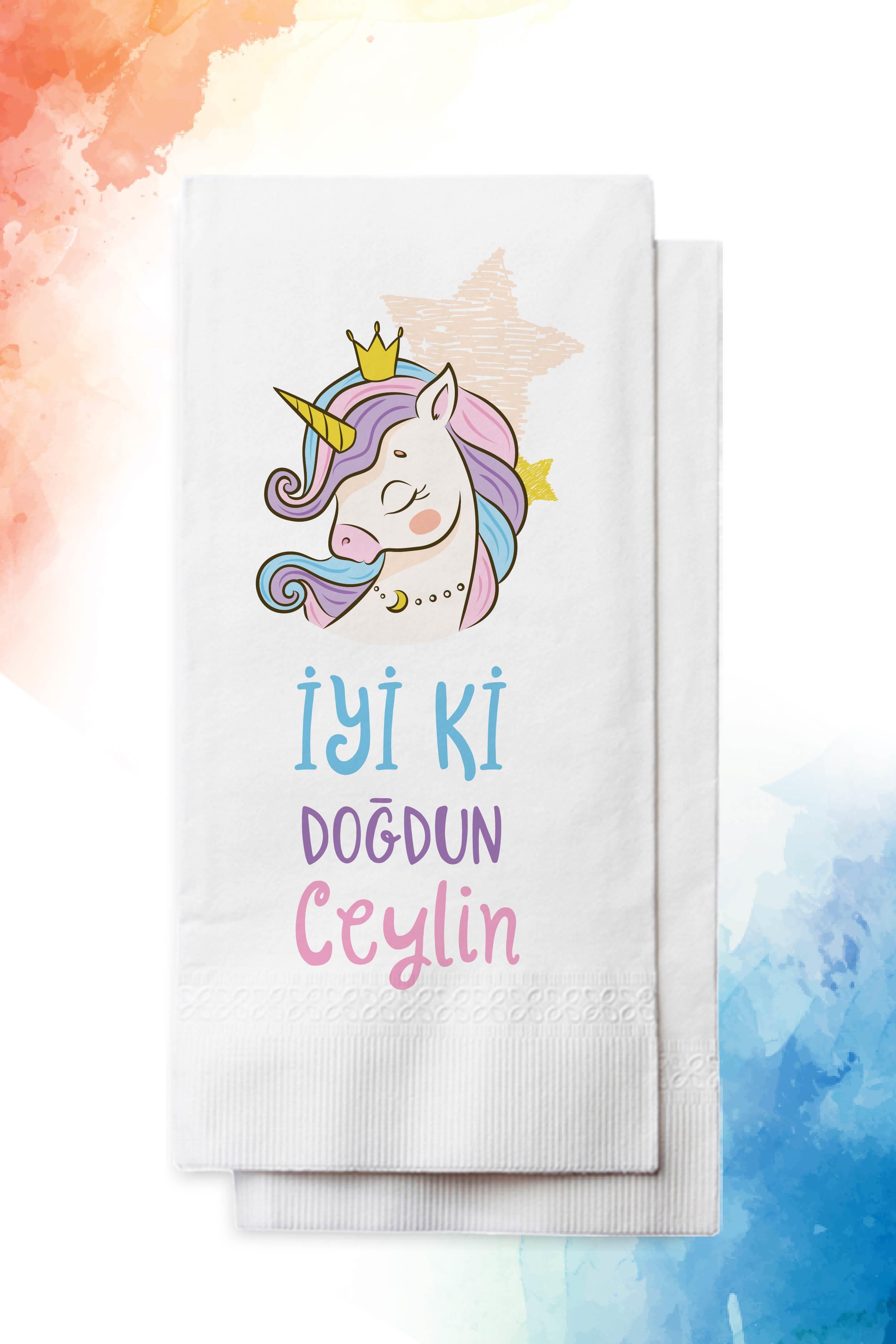Unicorn Figürlü Doğum Günü Peçete | PGBT35