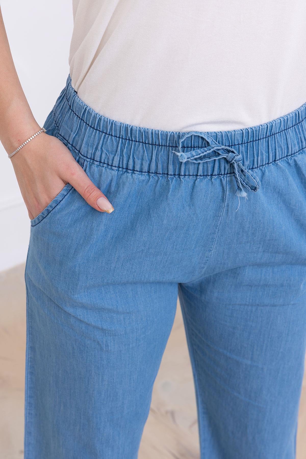Beli Lastikli Pantolon Açık Mavi SS2726