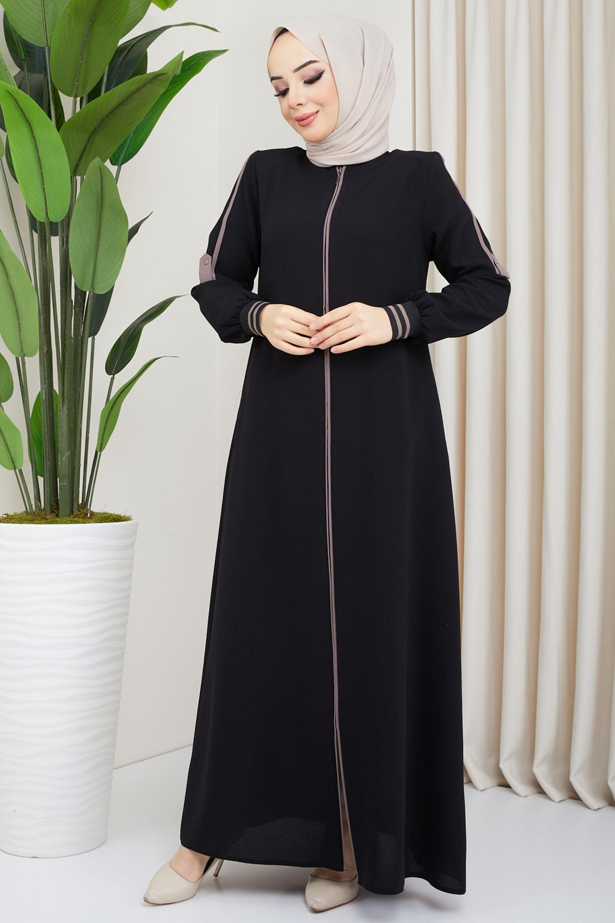 Biye Detaylı Ferace Siyah SS02045