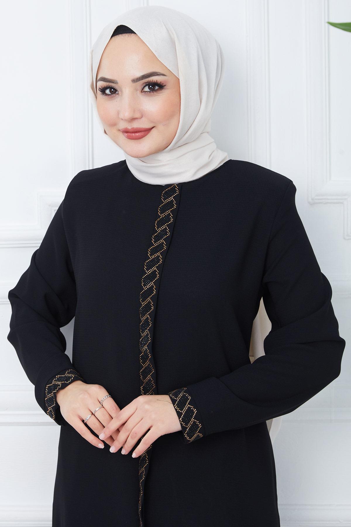 Gizem Taşlı Ferace Siyah SS2358