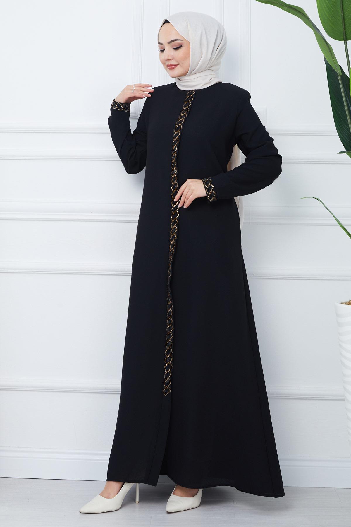 Gizem Taşlı Ferace Siyah SS2358