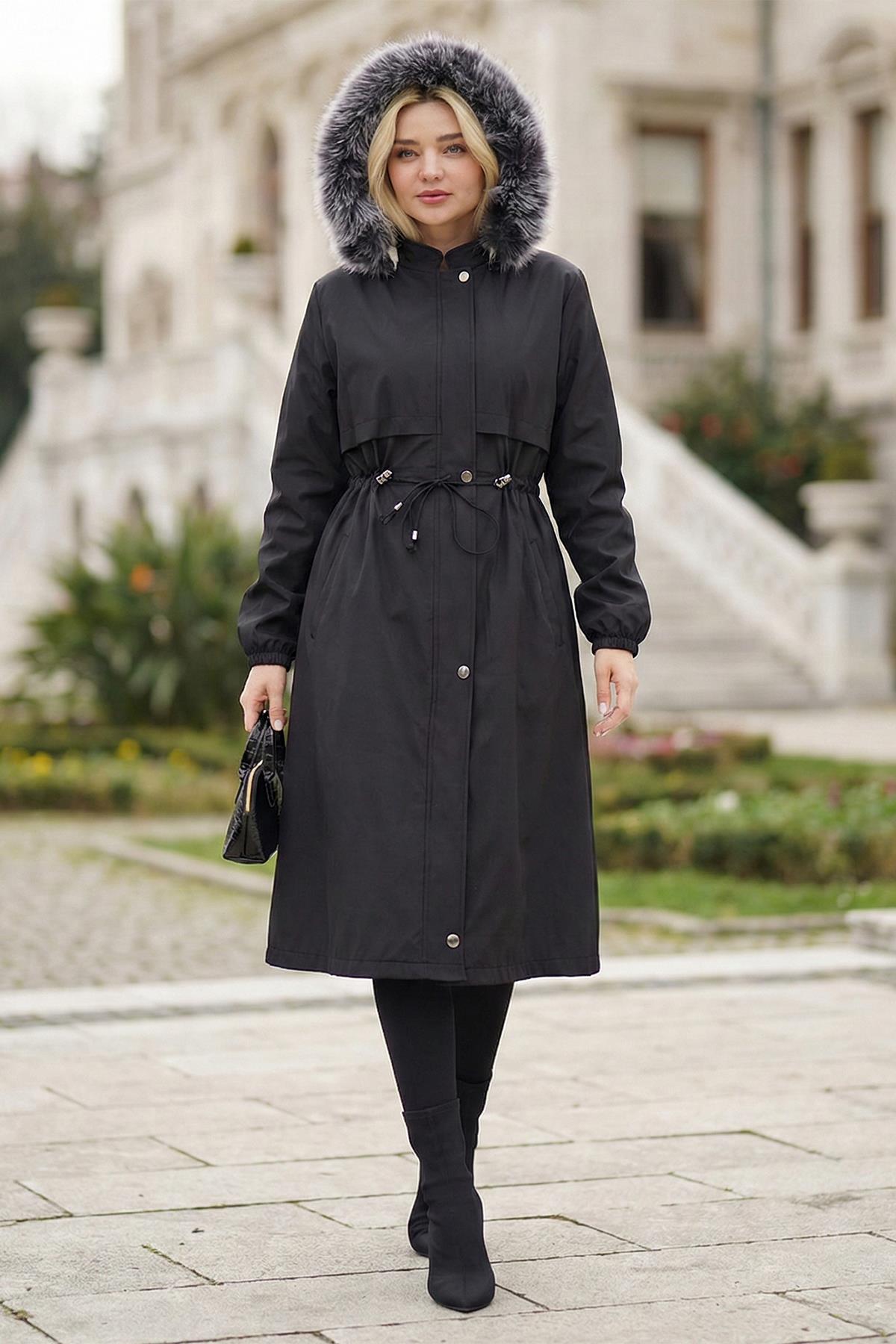 İçi Peluş Mont Siyah SS2330