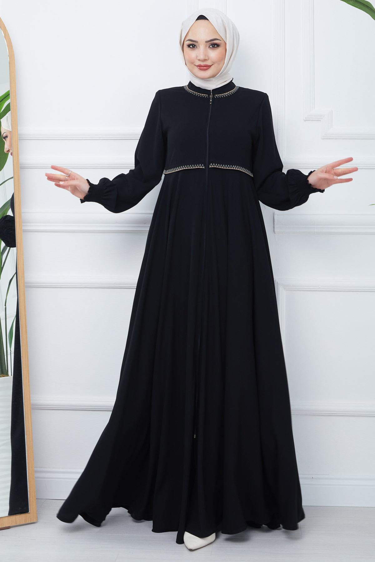 Nakışlı Mevlana Ferace Siyah SS2359