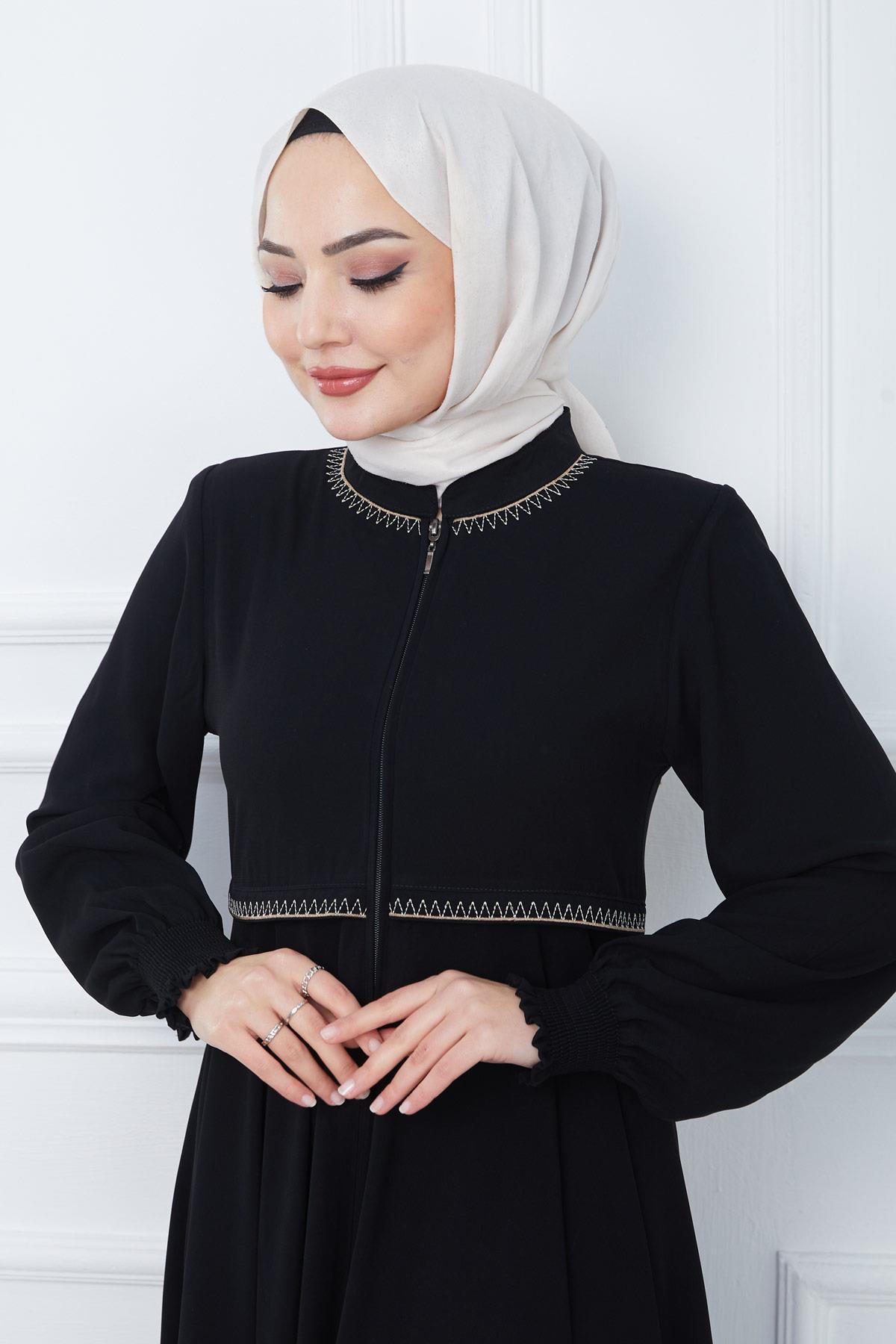 Nakışlı Mevlana Ferace Siyah SS2359