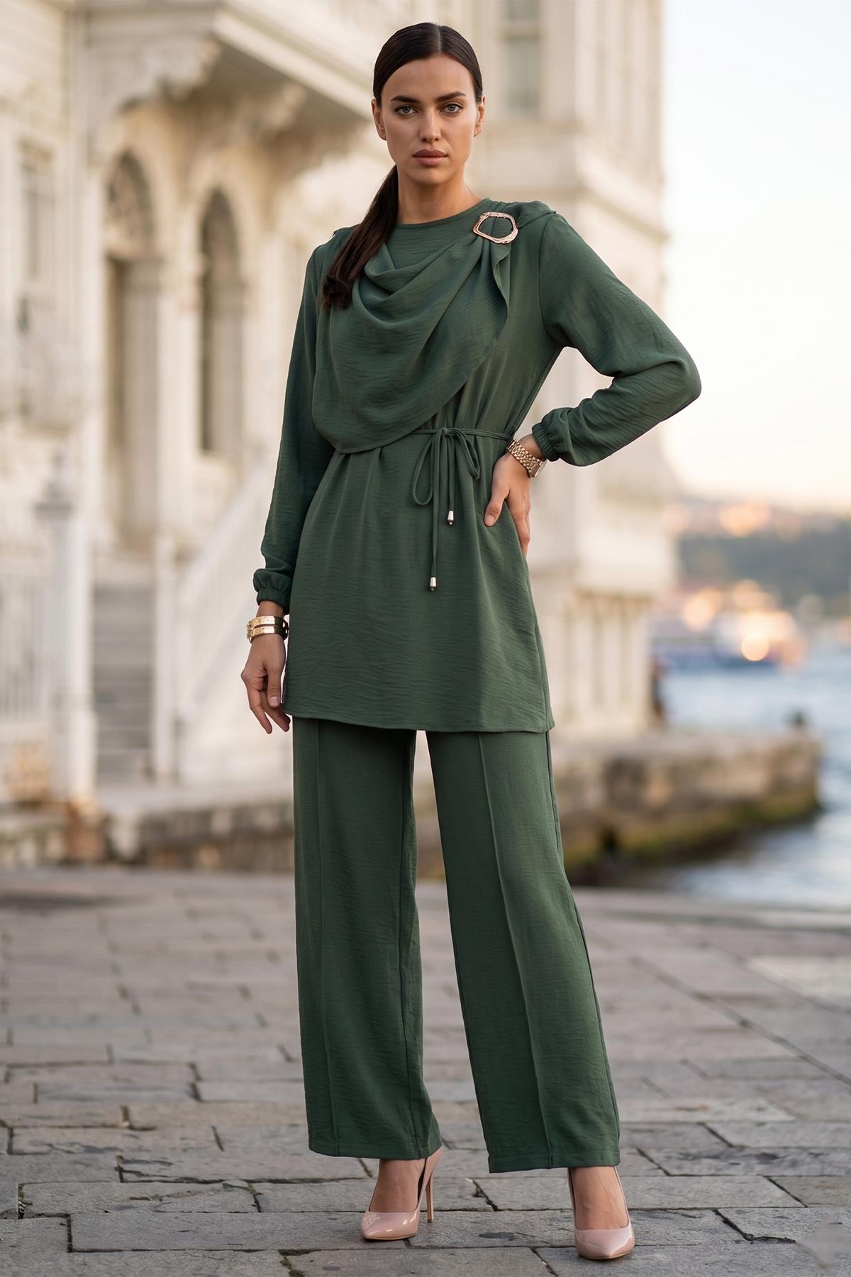 Toka Detaylı Pantolonlu Takım Haki SS2901