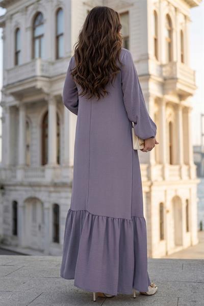 Bağlamalı Ayrobin Elbise Gri SS2873