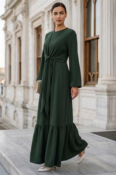 Bağlamalı Ayrobin Elbise Haki SS2873
