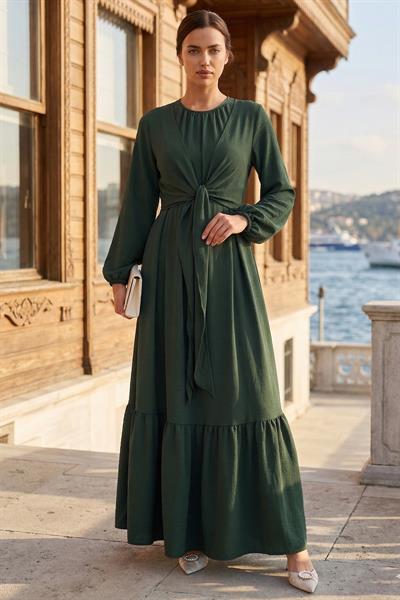 Bağlamalı Ayrobin Elbise Haki SS2873