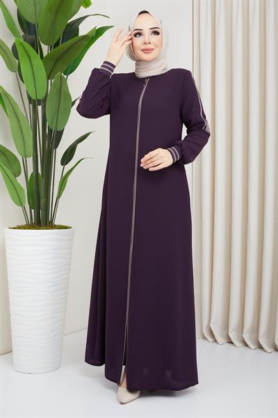 Biye Detaylı Ferace Mürdüm SS02045