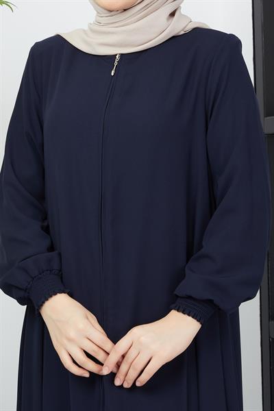 Büyük Beden Kolları Gipe Detaylı Lacivert Ferace SS2031