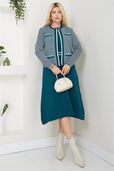 Ceketli Elbise Triko Takım Yeşil SS2593