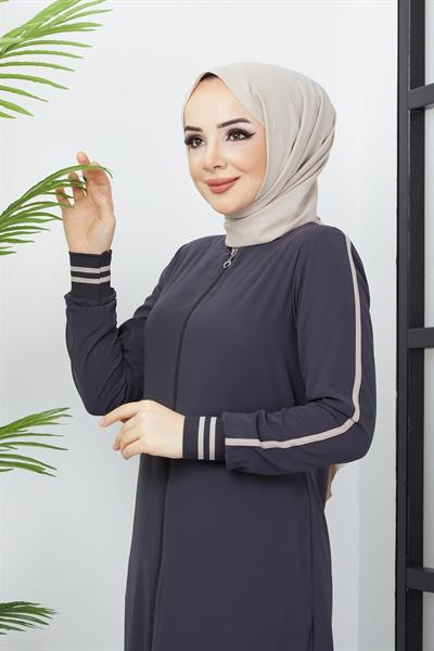 Çizgi Detaylı Antrasit Ferace SS2035