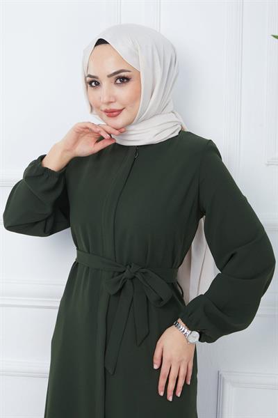 Gizli Patlı Kuşaklı Ferace Haki SS2361