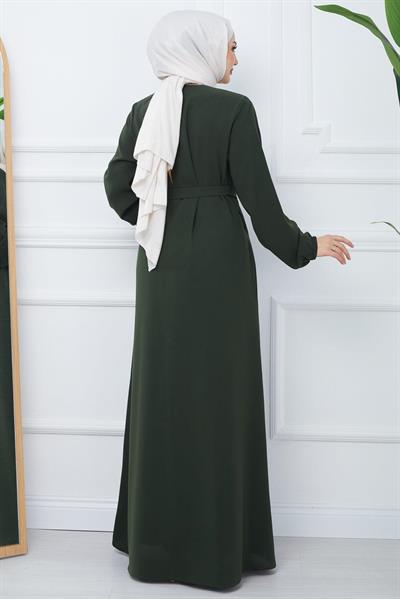 Gizli Patlı Kuşaklı Ferace Haki SS2361
