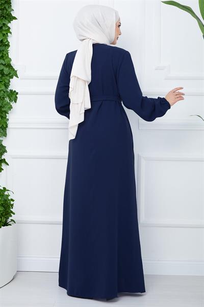 Gizli Patlı Kuşaklı Ferace Lacivert SS2361
