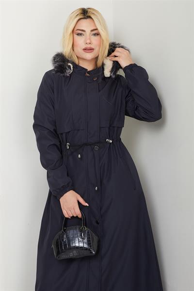 İçi Kürklü Tam Boy  Mont Lacivert SS2331
