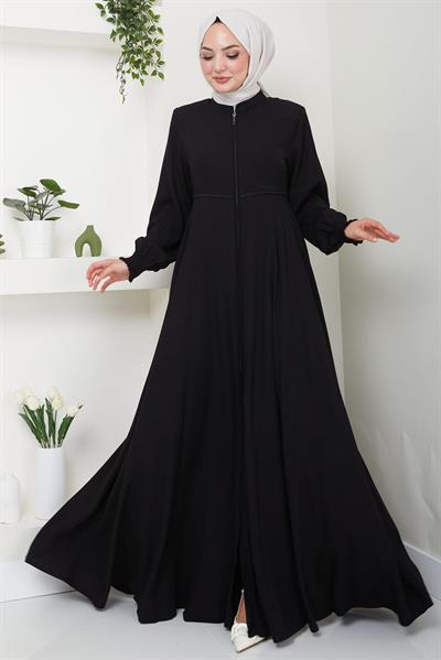 Kolu Gipeli Nakış Detaylı Mevlana Ferace Siyah SS2484