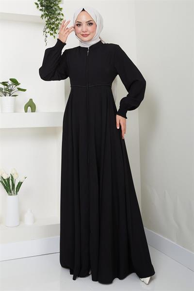 Kolu Gipeli Nakış Detaylı Mevlana Ferace Siyah SS2484