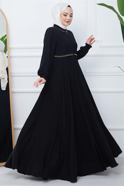 Nakışlı Mevlana Ferace Siyah SS2359