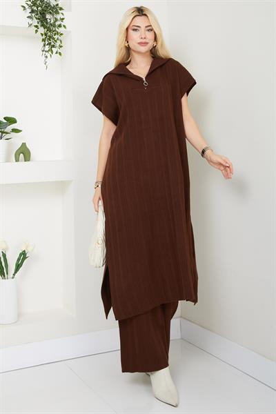 Pantolonlu Triko Takım Kahverengi SS2585